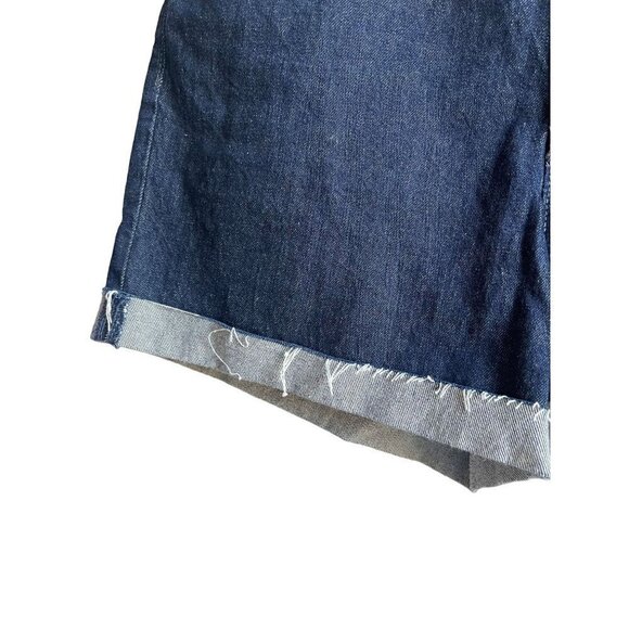 Universal Thread Size 8 Dark Blue Denim Vintage Midi Shorts Raw Hem Cuffed - Picture 6 of 7